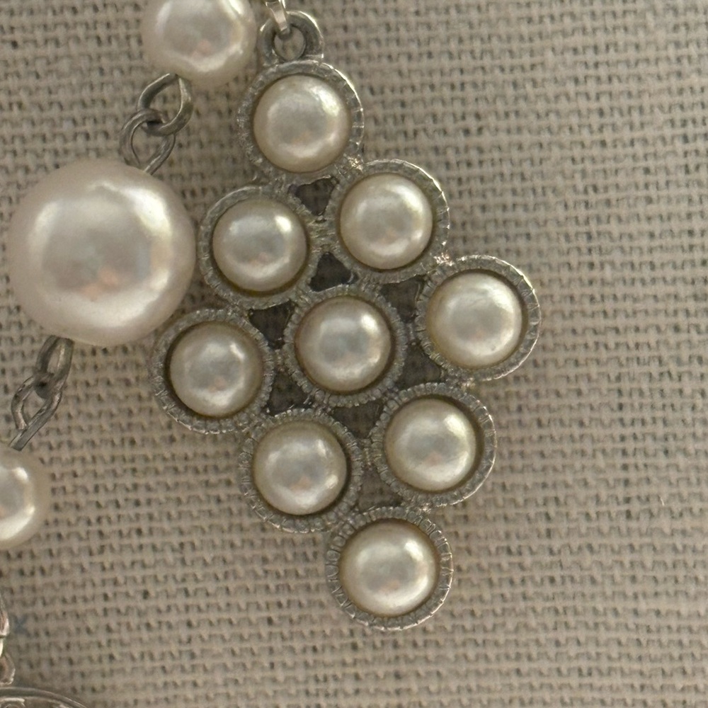 Upcycled Handmade Pearl Charm Necklace - Picture 5 of 7